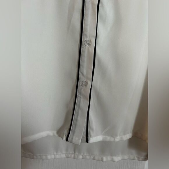 HaoDuoYi blouse women’s XL button down top‎ black white NWT - Picture 5 of 13